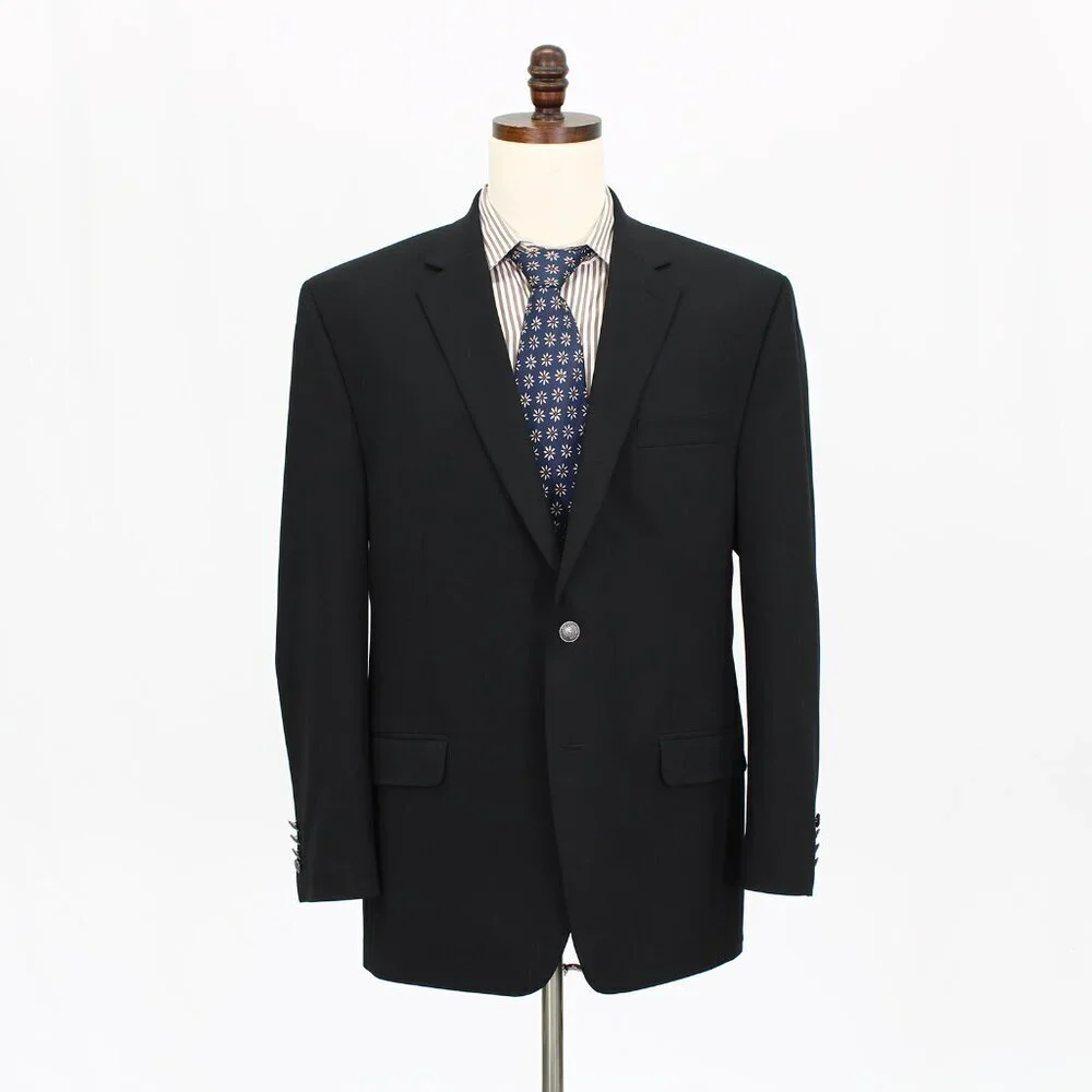 Michael Kors 42L Black Solid 2-Button Sport Coat Blazer Jacket W036